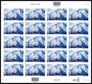 2001 Mount McKinley Alaska Air Mail Sheet Of 20 Sc C137 80¢  (Mltblu)