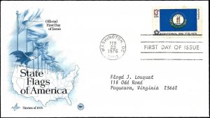US Scott #1647 1976 FDC 13c Kentucky Addressed Cover