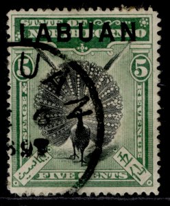 NORTH BORNEO - Labuan QV SG92a, 5c green, USED. Cat £60. PERF 14½-15