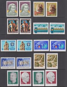 Hungary Sc 2031 2064 MNH. 1970-1971 issues, 9 cplt perf & imperf sets, fresh