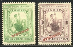 PERU #J34-35 Mint NH SPECIMEN Ovpt - 1899 Postage Dues