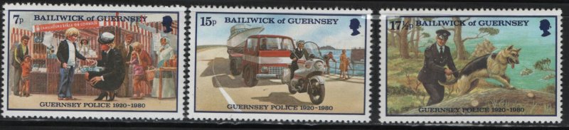 GUERNSEY, 204-206, (3) SET, MNH, 1980, Guernsey Police Force 60th Anniv.