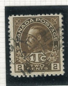 CANADA; 1916 early GV War Tax issue Die II Brown used Shade of 2c. value