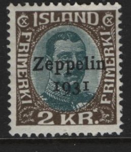 ICELAND  C11  MINT HINGED ZEPPELIN ISSUE 1931