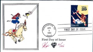 Pugh Designed/Painted Circus Aerialist FDC...108 of 126 created!!