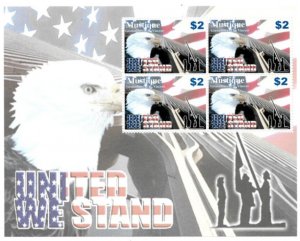 Mustique 2003  - United We Stand  - Sheet of 4 Stamps - Scott 13 - MNH