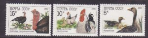 Russia-Sc#5909-11- id2-unused NH set-Birds-Poultry-1990-