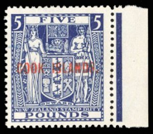 Cook Islands #126C Cat$200+ (for hinged), 1954 £5 dark blue, never hinged, l...