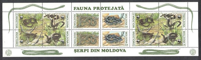 Moldova WWF Aesculapian Snake Booklet pane SG#57-62 MI#MH1 Blatt SC#72-74