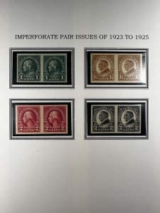 US Scott #575, 576, 577, 611 Imperforate pairs on White Ace Sheet