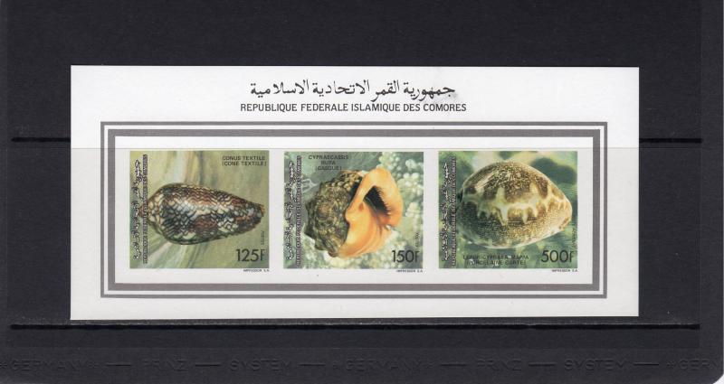 Comoro Islands 1992 Mi#985/987 SEA SHELLS Compound S/S Imperforated MNH