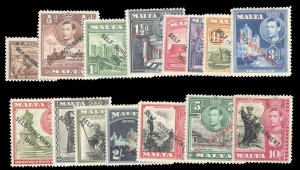 Malta #208-222 Cat$91.45, 1948 Self-Government, complete set, never hinged