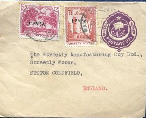 PAKISTAN 1961 COVER 07 & 01PAISA ON A 02ANNAS STATIONARY TO SUTTON COLDFIELD