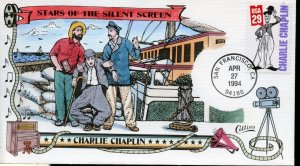 US 1994 SILENT SCREEN CHARLIE CHAPLIN COLLINS CACHET FIRST  DAY COVER