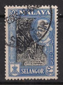 Selangor Malaya 1957 KGV1 50ct Blue/Black SG 124.( H523 )