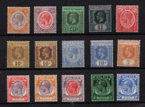 Straits Settlements KGV fine mint MH collection to $1 WS36661