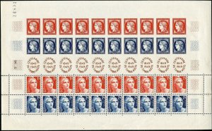 FRANCE 1949 CENTENARY EXHIBITION SHEET SCOTT#624a SOME MINOR PERF SEPS  MINT  NH 