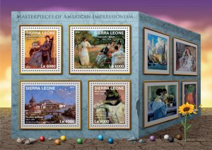 Sierra Leone 2016 MNH American Impressionism 4v M/S Merritt Chase Art Stamps