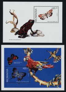 Nicaragua 2203-4 MNH Butterflies, Frog, Birds