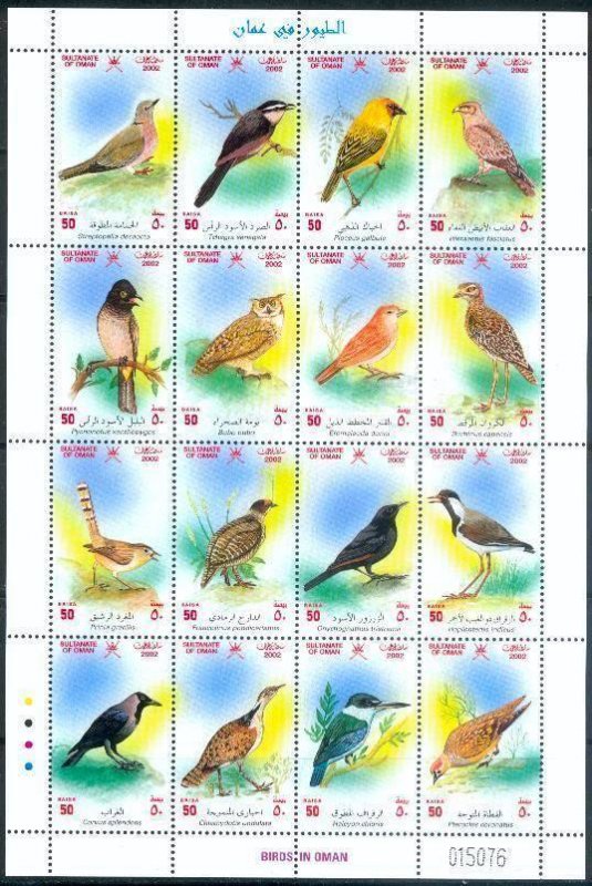 RARE OMAN 2002 “WILD BIRDS” HIGH VALUE SHEET MNH HARD TO FIND