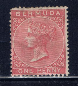 Bermuda 1 MH 1865 Victoria issue small thin on perfs