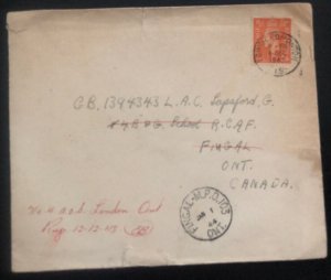 1943 Lower Edmonton England Cover To Finegal Canada