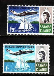 Cayman Is.-Sc#191-2- id9-unused hinged QEII set-Planes-Schooner-1966-