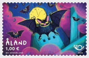 Aland Islands 2020 Nordic mammals Bats stamp MNH