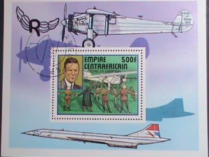 ​CENTRAL AFRICA-1977- CHARLES LINDBERGH & SPIRIT OF ST.LOUIS-CTO S/S VERY FINE