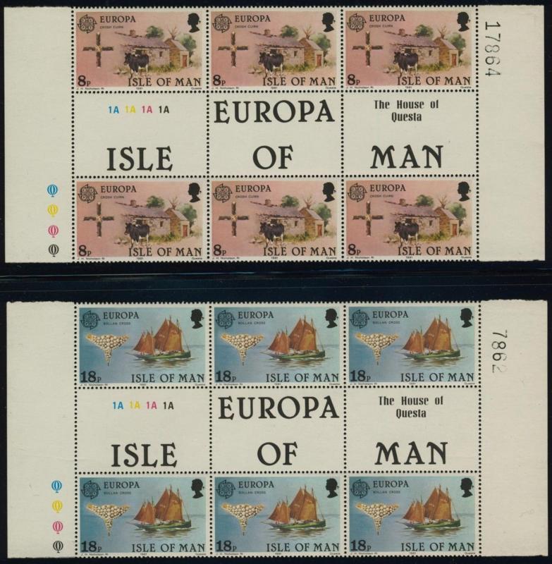 Isle of Man 191-2 Gutter Pairs MNH EUROPA, Crosh Curin, Cow, Ship