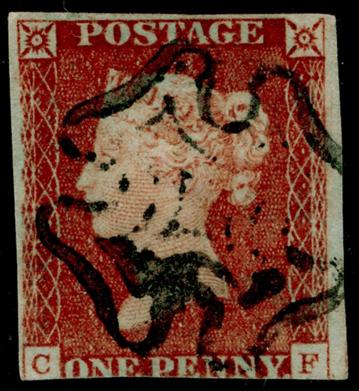 SG9, 1d pale red-brown PLATE 15, USED. Cat £80. BLACK MX. CF 