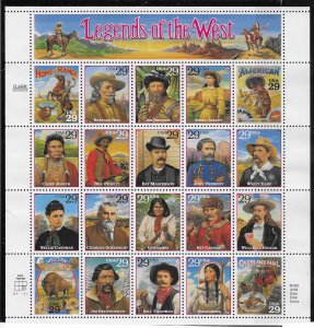 (S) USA #2869 29c  Legends of the West full sheet of 20 stamps MNH