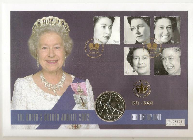 GB 2002 Golden Jubilee - £5 Coin Cover - Ltd Ed No. 07808