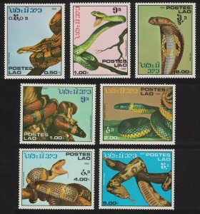 Laos Cobra Python Snakes 7v 1986 MNH SC#722-728 SG#915-921