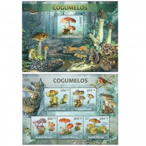 Mushrooms Stamp Bundle of 2 Boletus Junquilleus Laccaria Laccata S/S MNH
