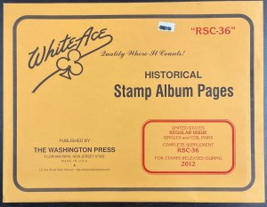 White Ace Historical Stamp Album Pages US Regular Single & Coil RSC-36 2012  NEW