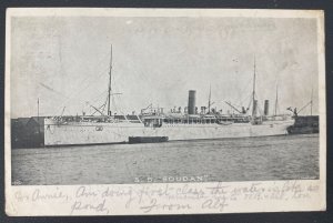 1904 Gibraltar Paquebot RPPC Postcard Cover To England SS Soudan