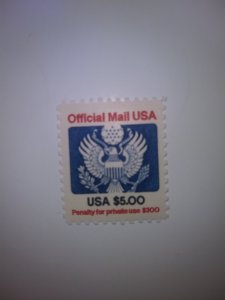 SCOTT #O133 FIVE DOLLAR OFFICIAL MAIL MINT NEVER HINGED