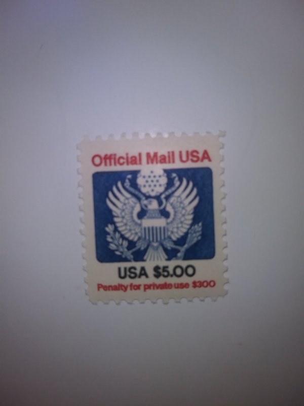 SCOTT #O133 FIVE DOLLAR OFFICIAL MAIL MINT NEVER HINGED