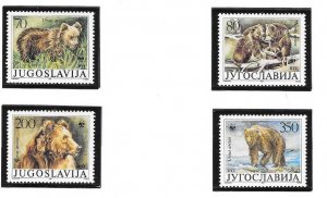 YUGOSLAVIA Sc 1880-83 NH ISSUE OF 1988 - WWF - BEARS