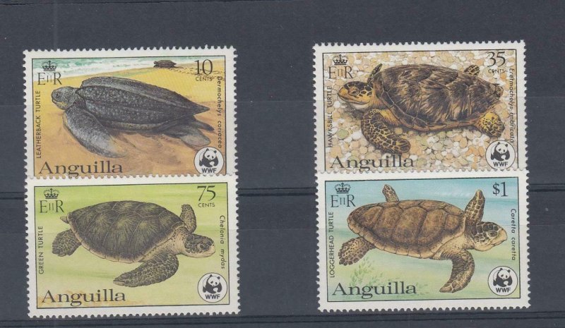 ANGUILLA (MM148) # 537-540 VF-MNH VARc,$ 1983 TURTLES /WWF EMBLEM STAMPS CV $47