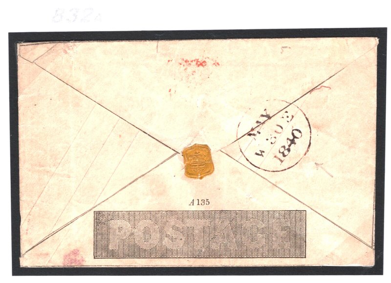 GB 1840 MULREADY *MAY DATE* Envelope Edinburgh MX Cover WAFER SEAL c£1,200- 832a 