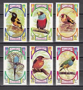 Ras al Khaima, Mi cat. 593-598 A. Colorful Birds issue.