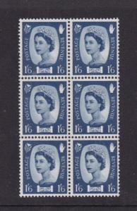 Northern Ireland 1967 1'6 Block of 6 Two Phosphate Bands SGNI6(XN16) MNH 