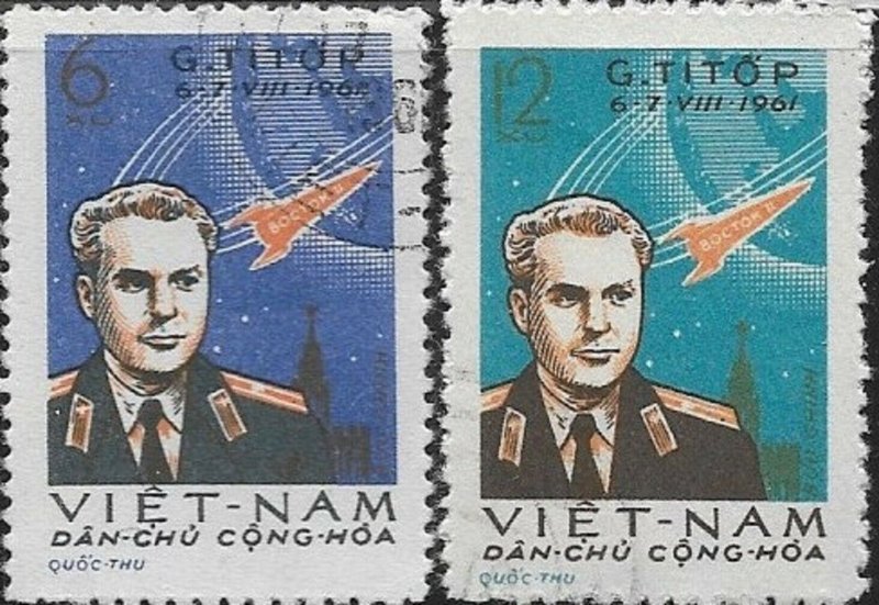 North Vietnam  1961 Gharman Titov Space Flight SC#  174-174 CTO