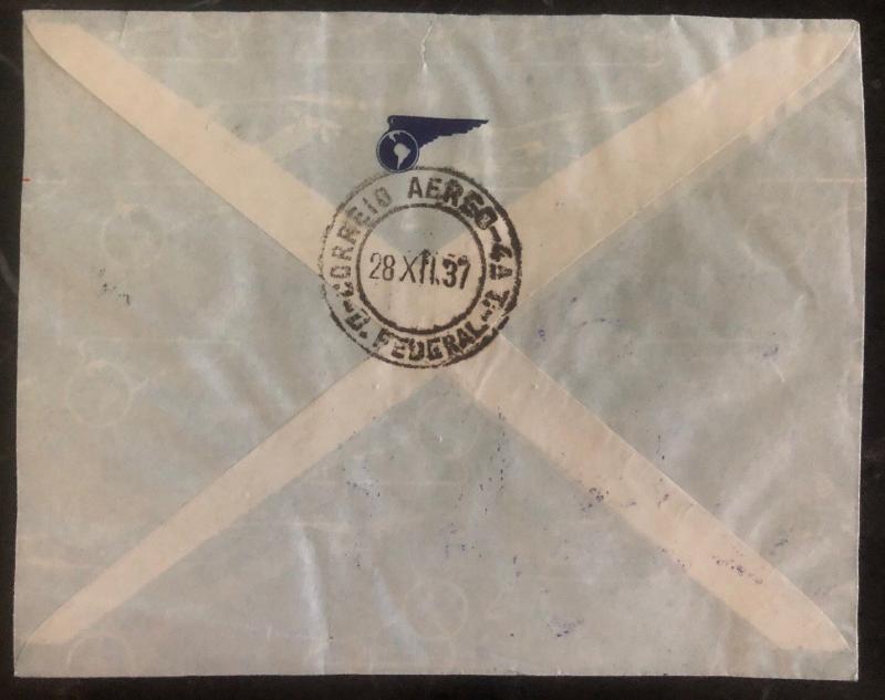 1937 Asuncion Paraguay First Flight Cover FFC To Rio De Janeiro Brazil Panagra