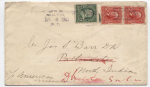 1903 Walton NY RFD handstamp cover to India [6618]