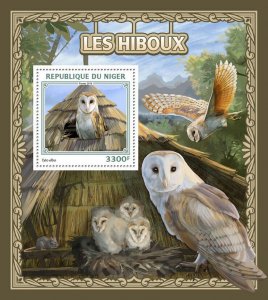 Birds of Prey Owls Stamps Niger 2016 MNH Barn Owl 1v S/S