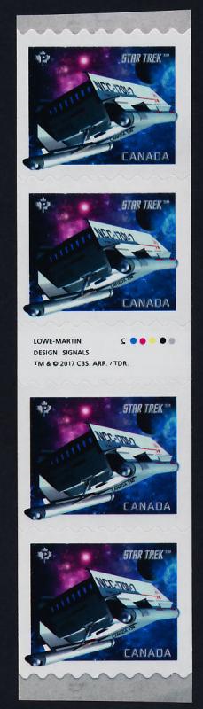 Canada 2985i gutter coil strip MNH Star Trek