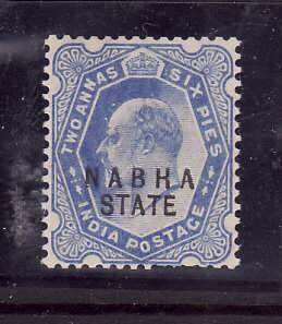 India Nabha state-Sc#30A- id7-unused NH 2a6p ultra-KEVII-few short perfs LR=1903